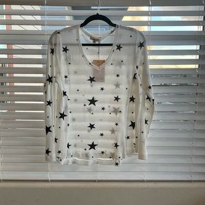 Jak & Rae Star Waffle Shirt via neck vici medium M Black stars white
